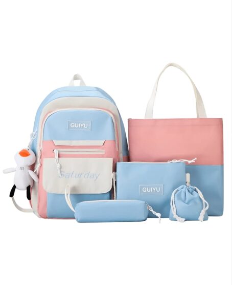 multipurpose 5 pcs backpack set in blue color